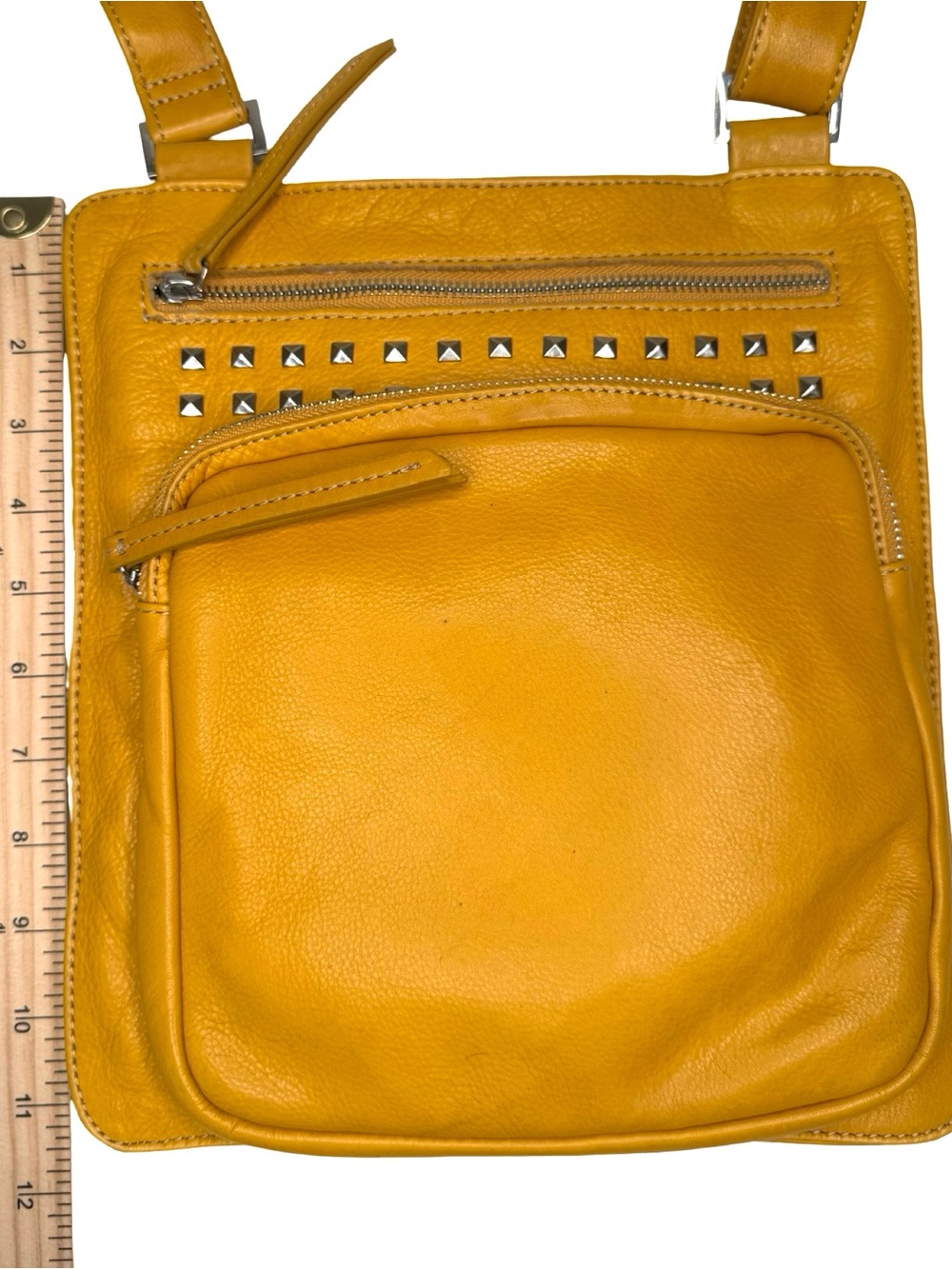 Fenn Wright Manson Mustard Yellow Studded Leather Crossbody Bag - Picture 13 of 16